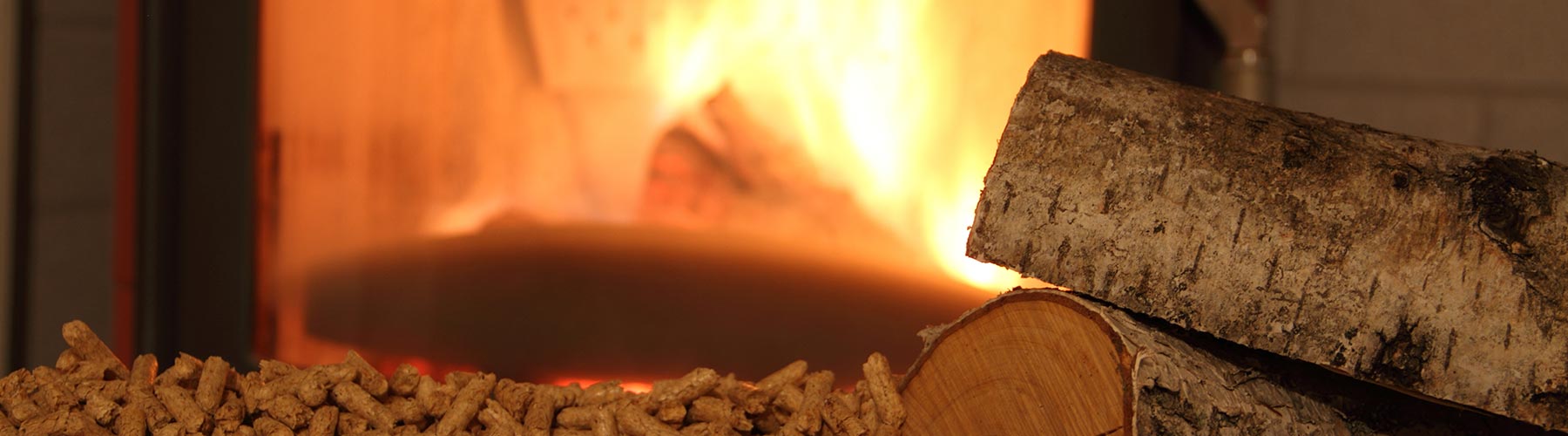 wood-burning stove with pellets and wood